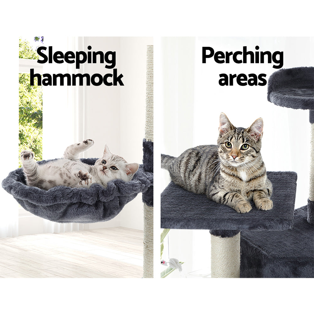 i.Pet Cat Tree 203cm Tower Scratching Post Scratcher Condo Trees House Bed Grey