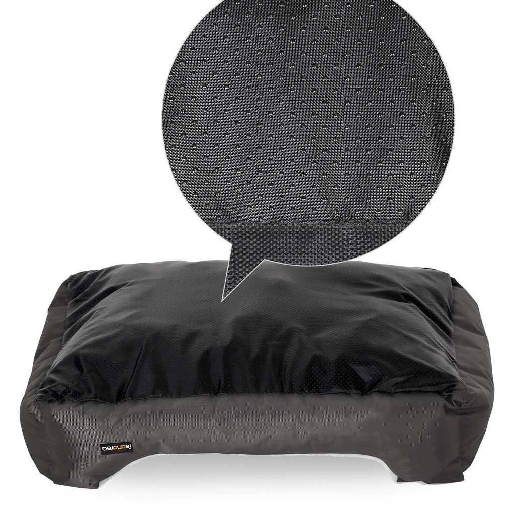 FEANDREA 70cm Dog Bed Reversible Cushion Dark Grey