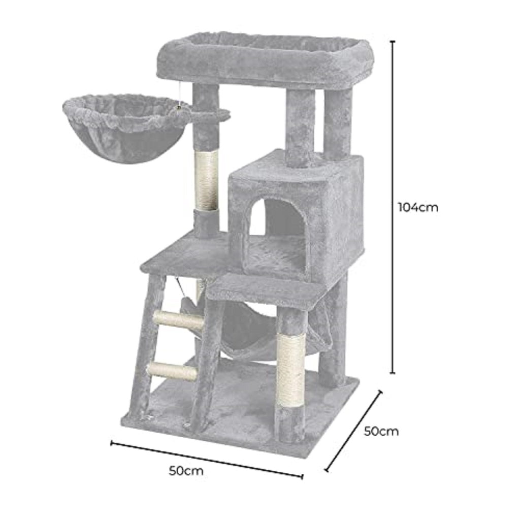 Floofi 104cm Plush Cat Condo Cat Tree Light Grey FI-CT-166-ZZ