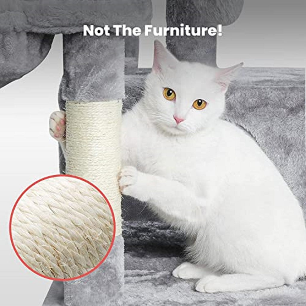 Floofi 104cm Plush Cat Condo Cat Tree Light Grey FI-CT-166-ZZ