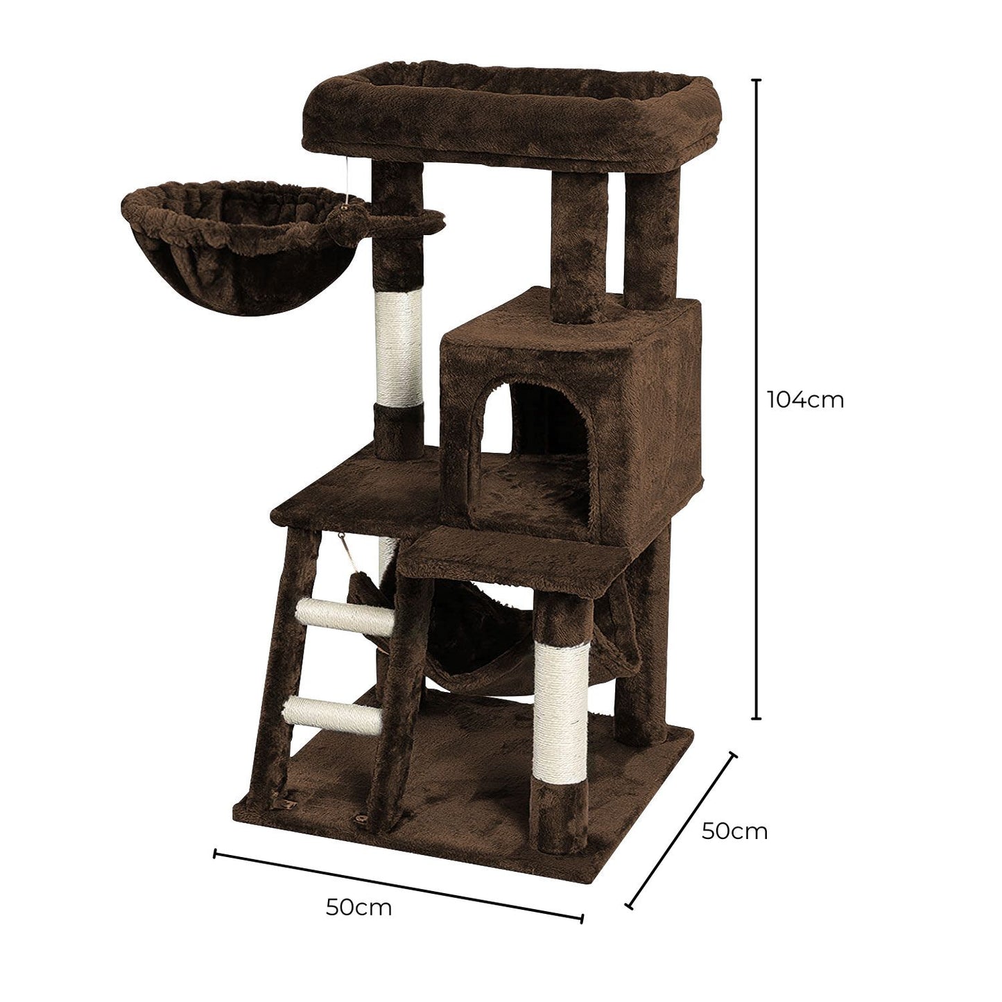 Floofi 104cm Plush Cat Condo Cat Tree Brown FI-CT-167-ZZ