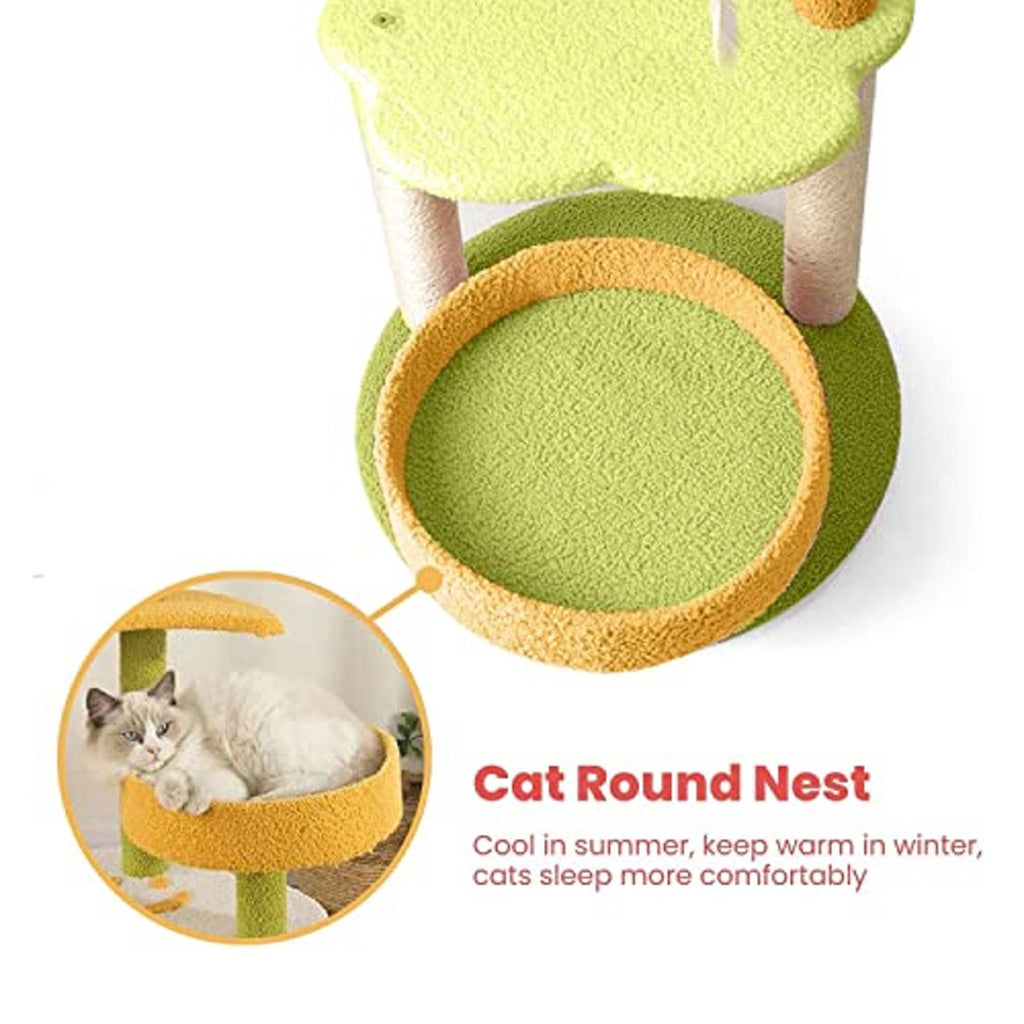 Floofi 101cm Galaxy Plush Cat Condo Cat Tree Yellow Green FI-CT-147-MM