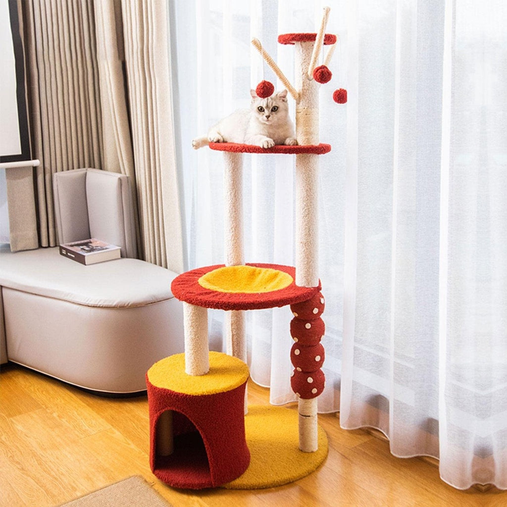 Floofi 130cm Tanghulu Plush Cat Condo Cat Tree Red Yellow FI-CT-153-MM