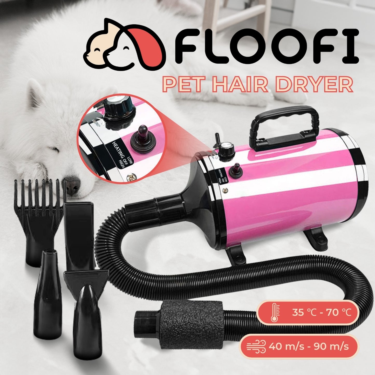 Floofi Pet Hair Dryer Advance (Pink) FI-PHD-106-DY