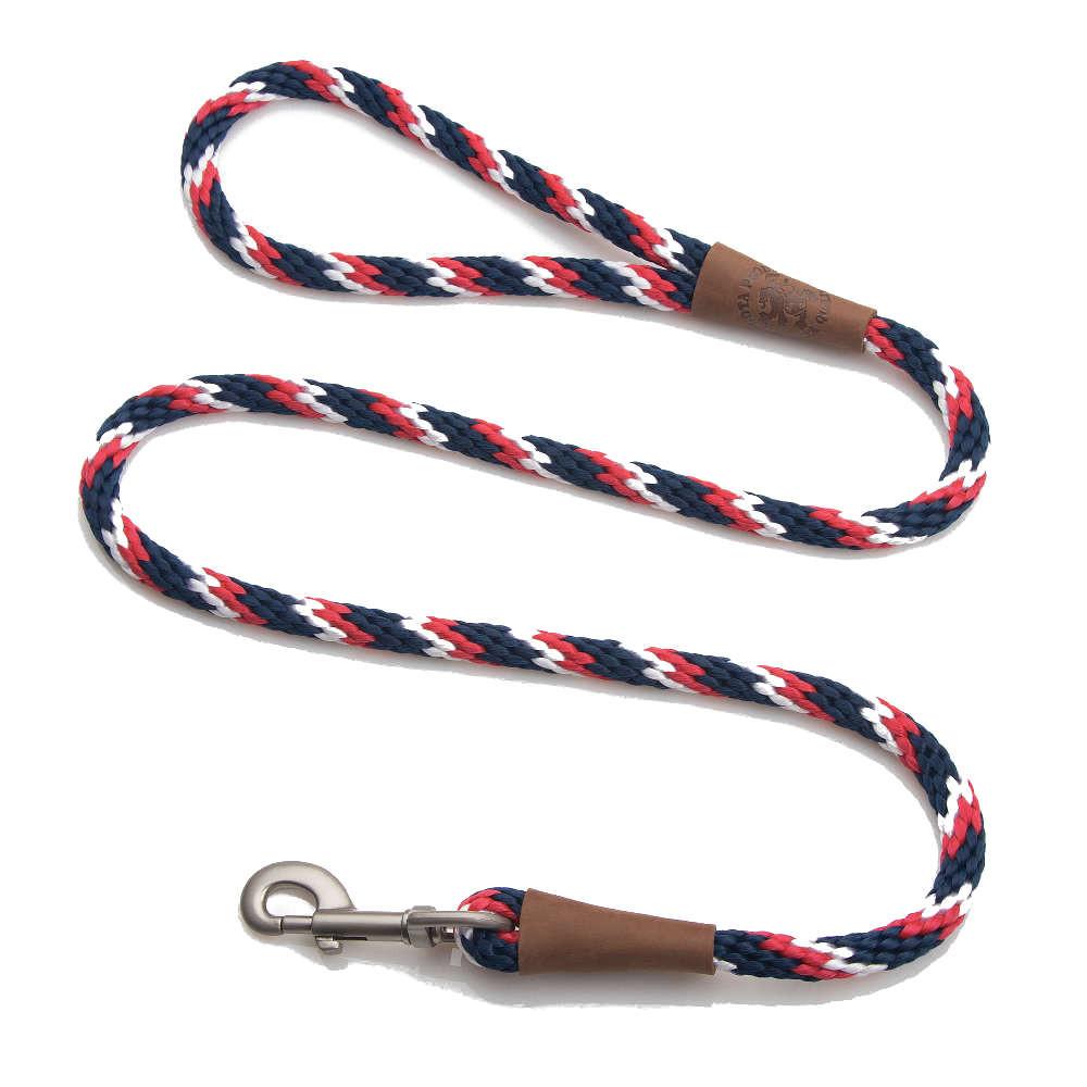 Mendota Clip Leash Small - lengths 3/8in x 4ft(10mm x1.2m) Made in the USA - Tricolour Pride