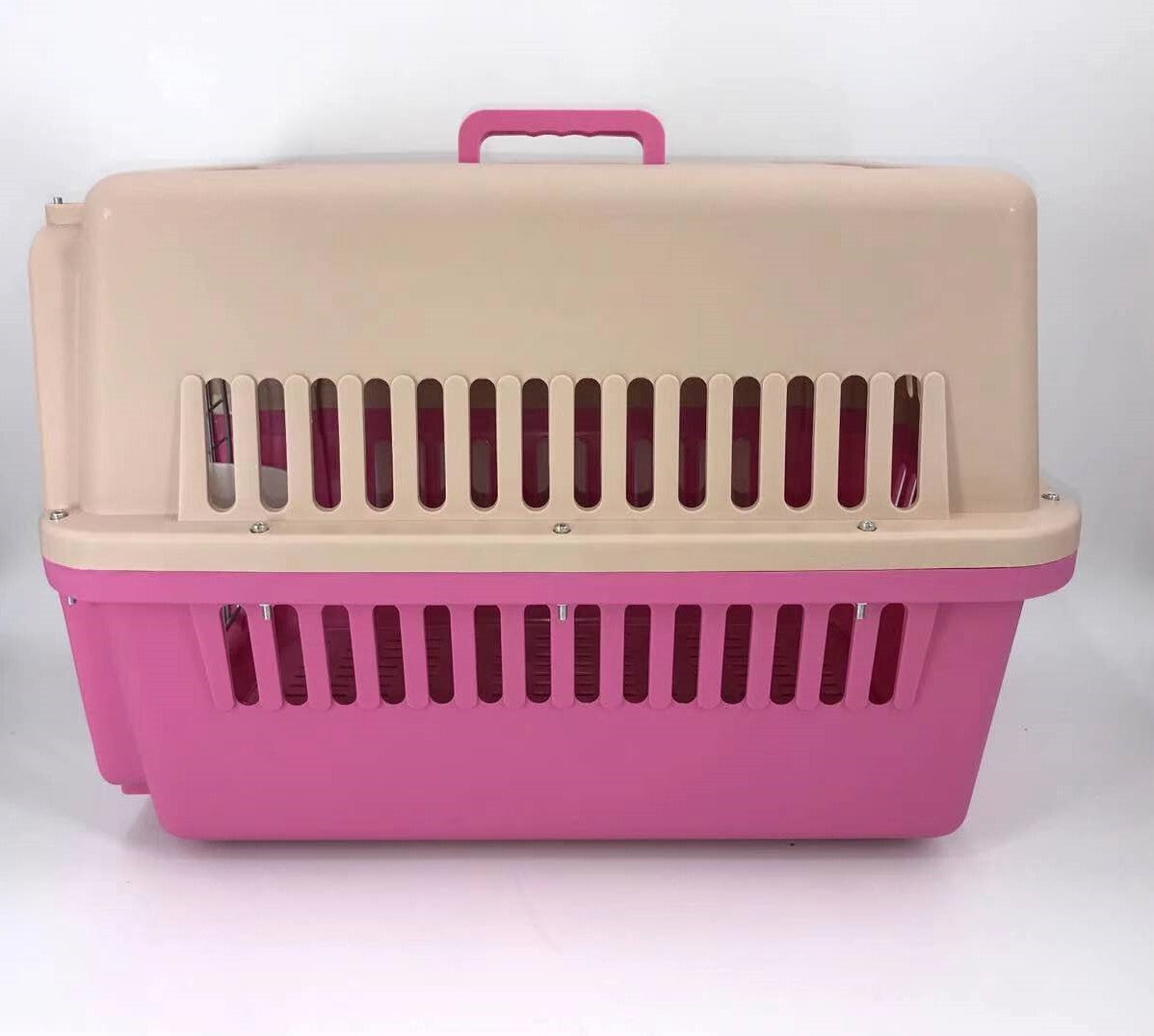 YES4PETS Large Dog Cat Crate Pet Carrier Airline Rabbit Cage With Tray And Bowl Pink