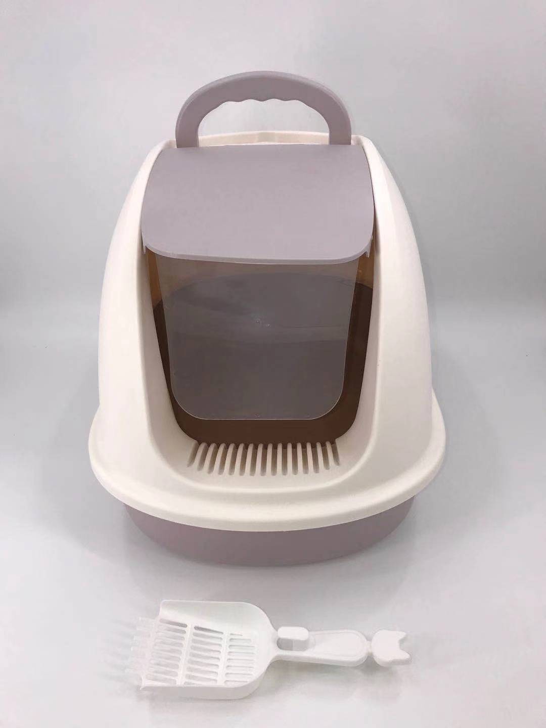 YES4PETS XL Portable Hooded Cat Toilet Litter Box Tray House w Charcoal Filter and Scoop White