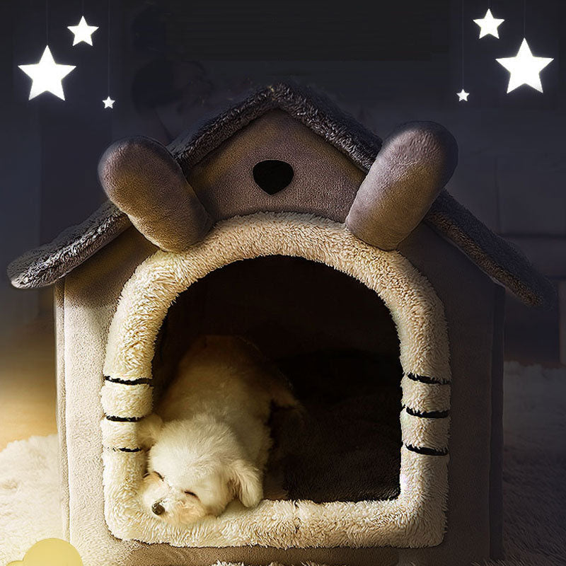 Small Dog House Bed Portable Cat Bed Removable Cushion Cat Cave, Foldable  Pets Puppy Kitten Rabbit