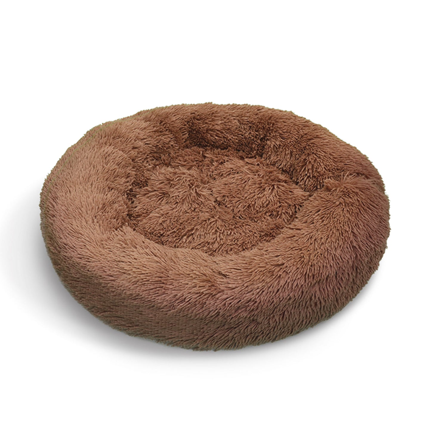 Pet Dog Bedding Warm Plush Round Comfortable Nest Sleeping kennel Coffee M 70cm